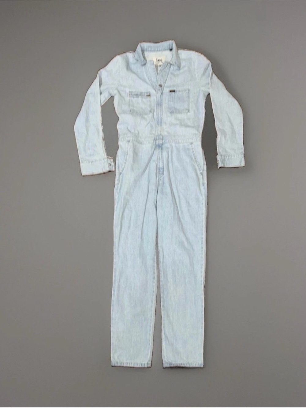 Lee X-small Women's Light Blue Denim Jumpsuit Union-Alls Zip Long Sleeve